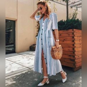 Zara Linen Striped Dress